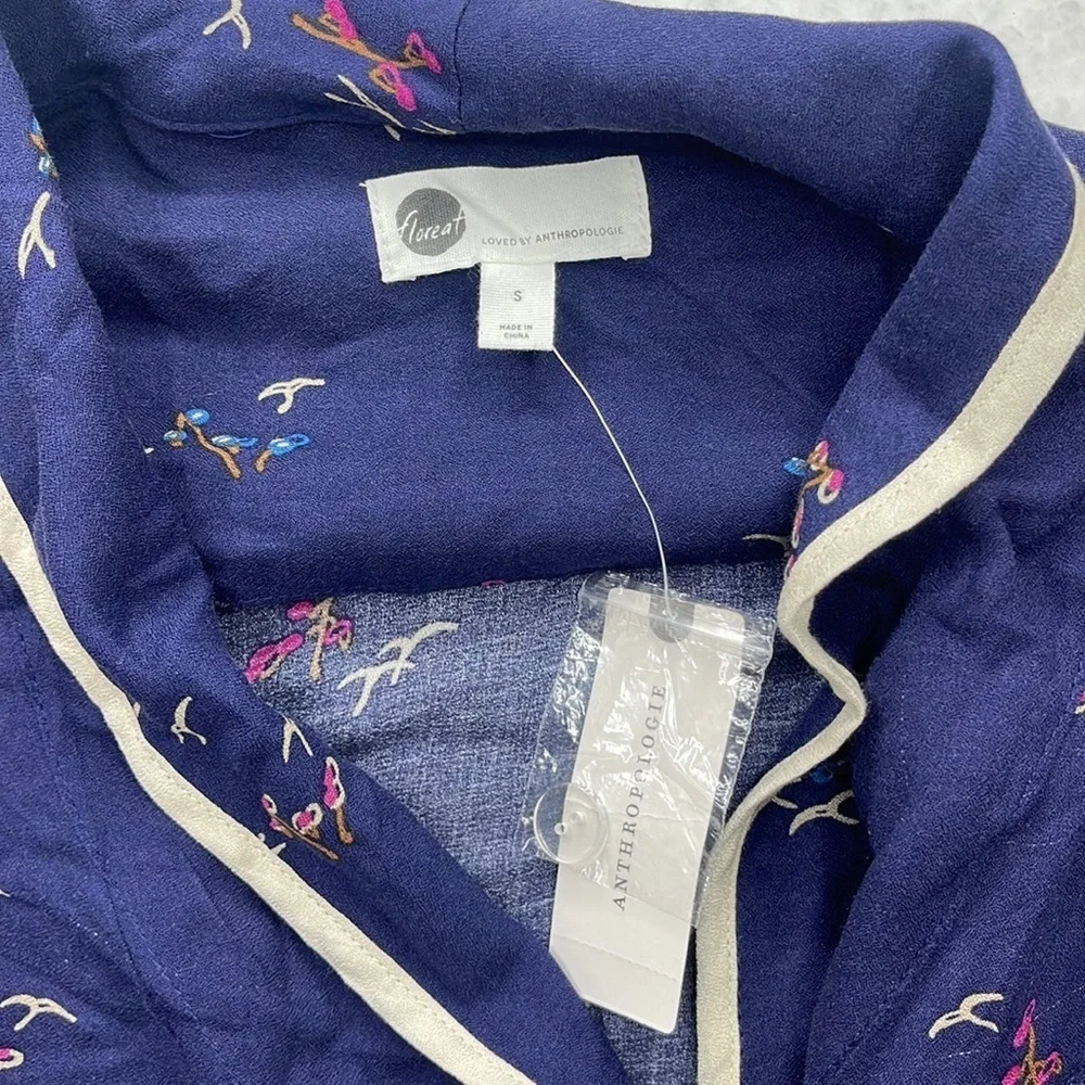 Anthropologie Floreat Pajama Jumpsuit Bird Print Jumpsuit S